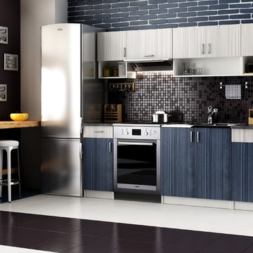 Grey and Blue thermofoil kitchen