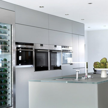 Grey & Frosted Glass Kitchen - Buckinghamshire Residence