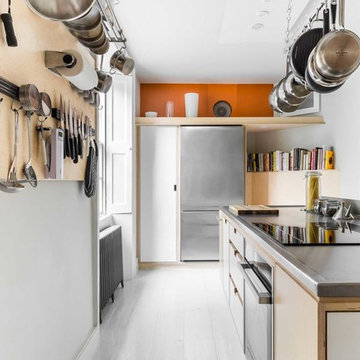 Grey and Orange Modern Kitchen