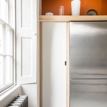 Grey and Orange Modern Kitchen
