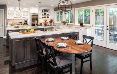 2 Kitchen Islands Allow Room for Cooking and Hosting