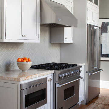Grey Herringbone Tiles Kitchen Stovetop Backsplash