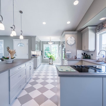 Grey kitchen cabinets with grey countertops, Vernon, BC