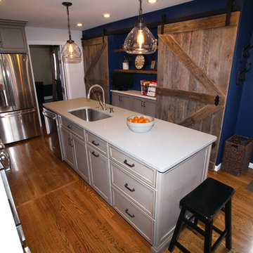 Grey Paint and Glaze Rustic Kitchen