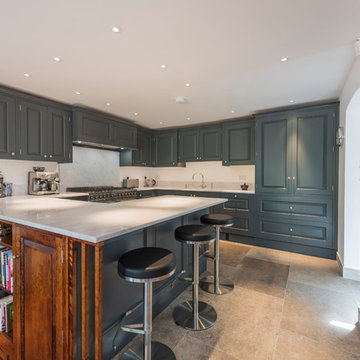 Grey Painted Balham Kitchen, with one side in Cherry