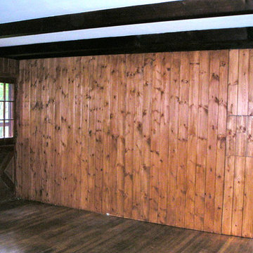 Guest house,Barn door hiding kitchenet