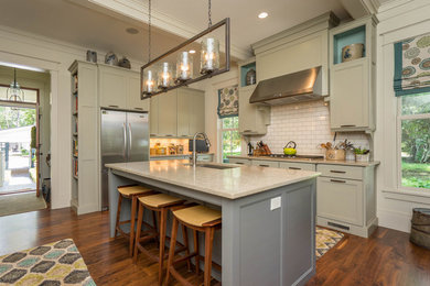 Elegant kitchen photo in Charleston with flat-panel cabinets