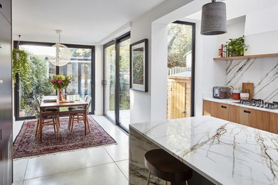 Hackney Kitchen in Bianco Rammigiato Marble 20mm