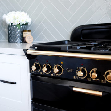 Hamptons Style Kitchen - Black & Brass Range