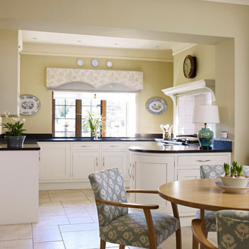 Hand made painted kitchen, clever storage, matching panelling in keeping with pr