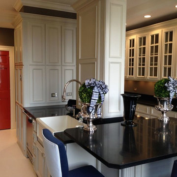 Hand-Painted Cabinets, Hand-Painted Wood Floor and Lacquered Doors