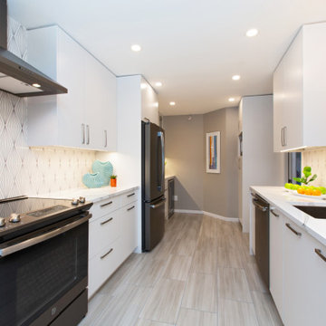 Hand Painted Tiles Galley Kitchen