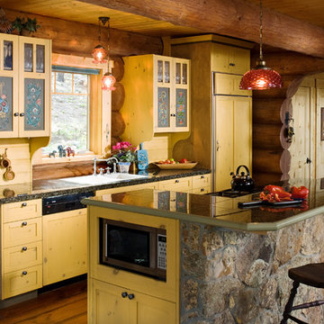 Handcrafted Full-Scribe Log Home - Kitchen