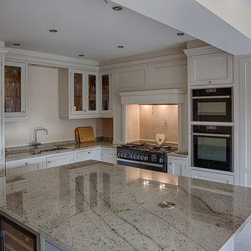 Handmade kitchen, hand painted with Ivory Spice Granite
