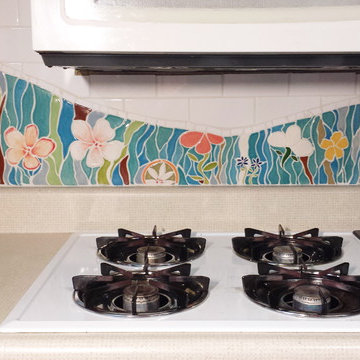 Handmade mosaic kitchen backsplash