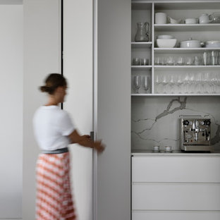 Photo of a contemporary kitchen pantry in Melbourne.