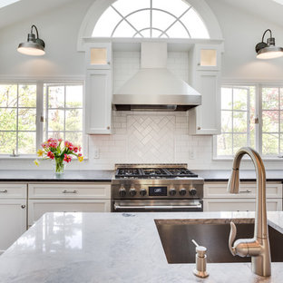 Herringbone Tile Stove Backsplash