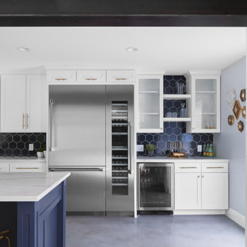 Hexagon Tile Backsplash in Navy Blue