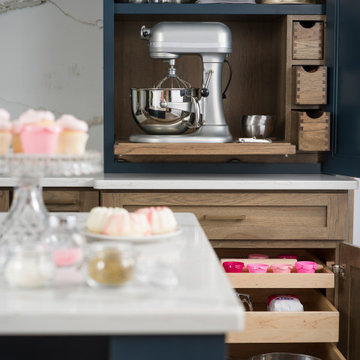 Hickory & Blue Modern Farmhouse Kitchen with Baking Station Larder Cabinet
