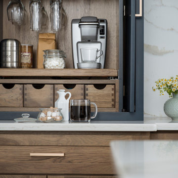 Hickory & Blue Modern Farmhouse Kitchen with Beverage Station / Center Cabinet S
