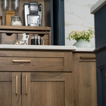 Hickory & Blue Modern Farmhouse Kitchen with Beverage Station / Center Cabinet S