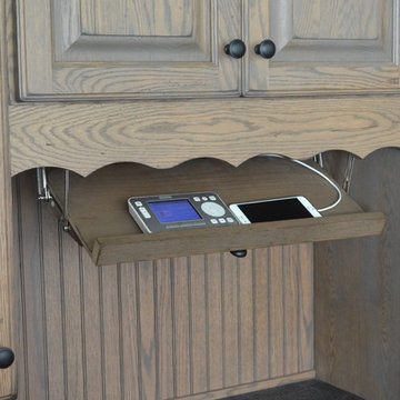 Hidden Device Storage in Kitchen Hutch