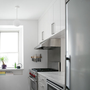 High gloss modern kitchen in a landmark Brooklyn Heights building