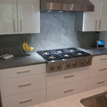 High Gloss White and Grey contemporary kitchen