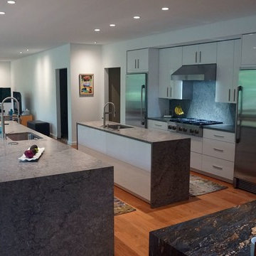 High Gloss White and Grey contemporary kitchen