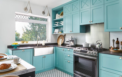 Teal Cabinets and Custom Details Create a Bright, Fun Kitchen