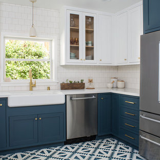 75 Beautiful Craftsman Kitchen With Blue Cabinets Pictures Ideas July 2021 Houzz