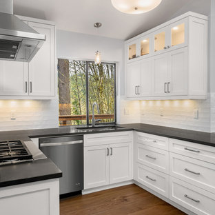 White Kitchen With Black Countertops, Off White Kitchen Cabinets With Black Countertops