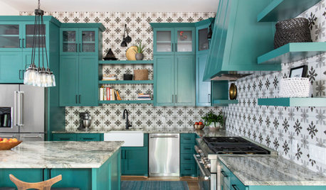 Green Cabinets and Bold Tile for a Remodeled 1920 Kitchen
