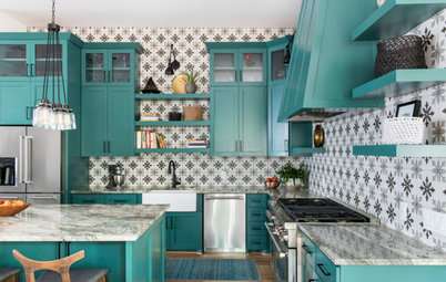 Green Cabinets and Bold Tile for a Remodeled 1920 Kitchen