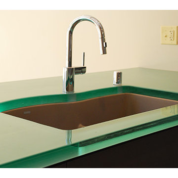 Hite Ave Louisville Residence Natural Blue Green Glass Kitchen Countertop