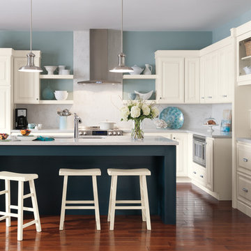 Homecrest Cabinetry: White Kitchen with Blue Island