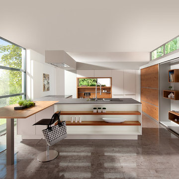 Honey Oak and White Cubistic Kitchen