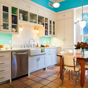 75 Beautiful Terra-Cotta Tile Kitchen with Blue Backsplash Pictures ...