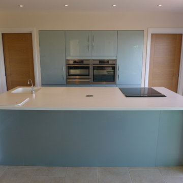 ice blue gloss built-in kitchen