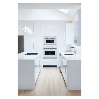 Gloss White Kitchen in Mid-Century Home Built with IKEA Products
