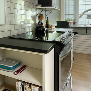 Induction stove and cookbook storage