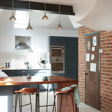 Industrial kitchen with bespoke painted furniture