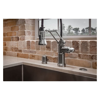 Industrial Style Faucet In Farmhouse Kitchen - Farmhouse - Kitchen ...