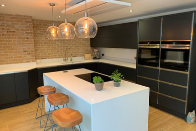 Large modern kitchen in Hampshire.