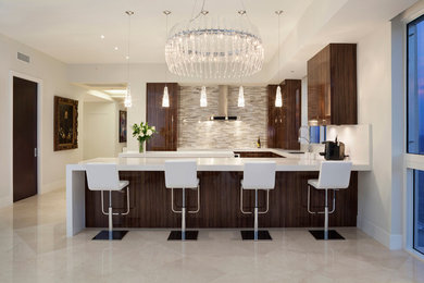 Example of a minimalist kitchen design in Miami