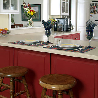 75 Beautiful Kitchen With Red Cabinets And White Appliances Pictures Ideas March 2021 Houzz