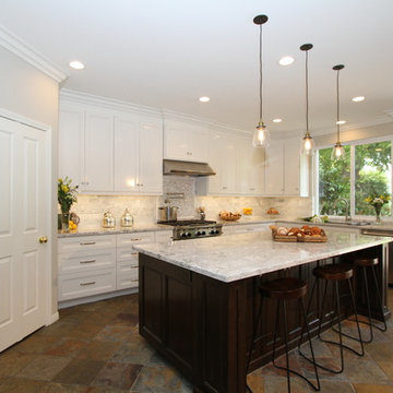 Irvine: White Kitchen with Built-in Desk