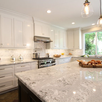 Irvine: White Kitchen with Built-in Desk