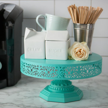 Isabelle 12-Inch Teal Cake Stand by Amalfi Decor