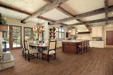 Mountain style medium tone wood floor kitchen photo in Other